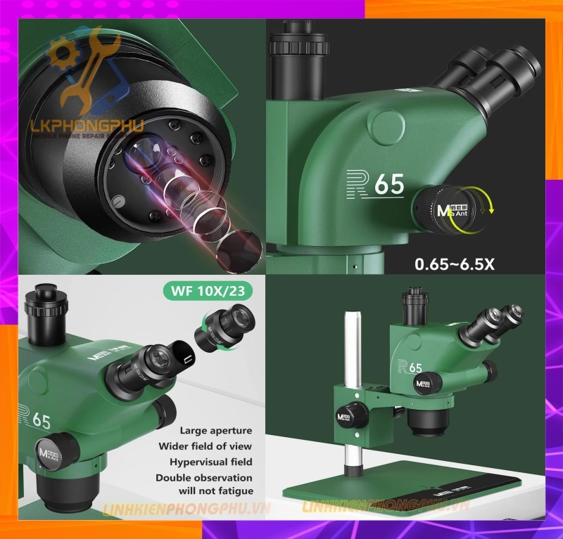  Kính Hiển Vi 3 Mắt MaAnt R65. 6.5-65X HD