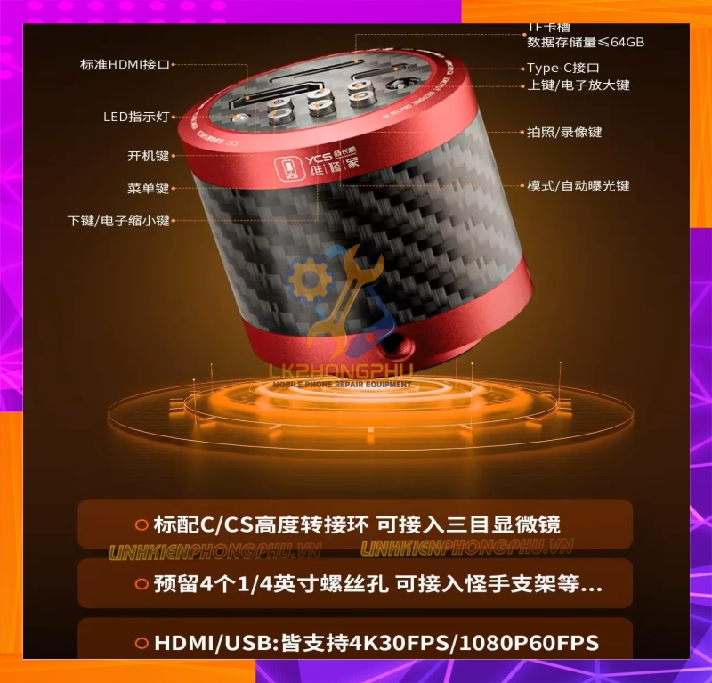 Camera 4K YCS X80 Gắn Kính Hiển Vi