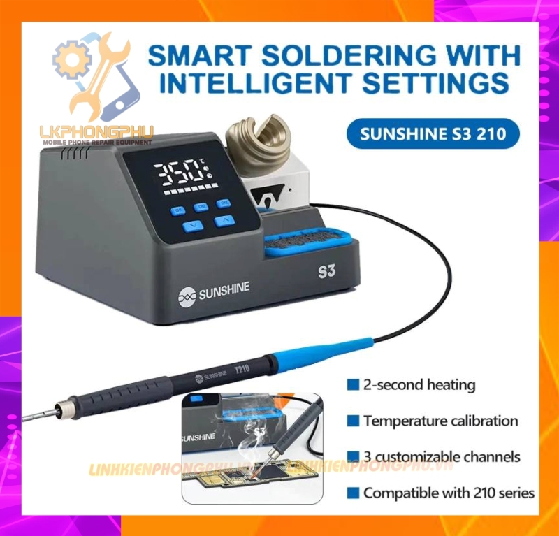 Máy Hàn Sunshine S3 C210 lên nhiệt nhanh. 3 kênh nhớ ( Kèm mũi C210 Cắt )