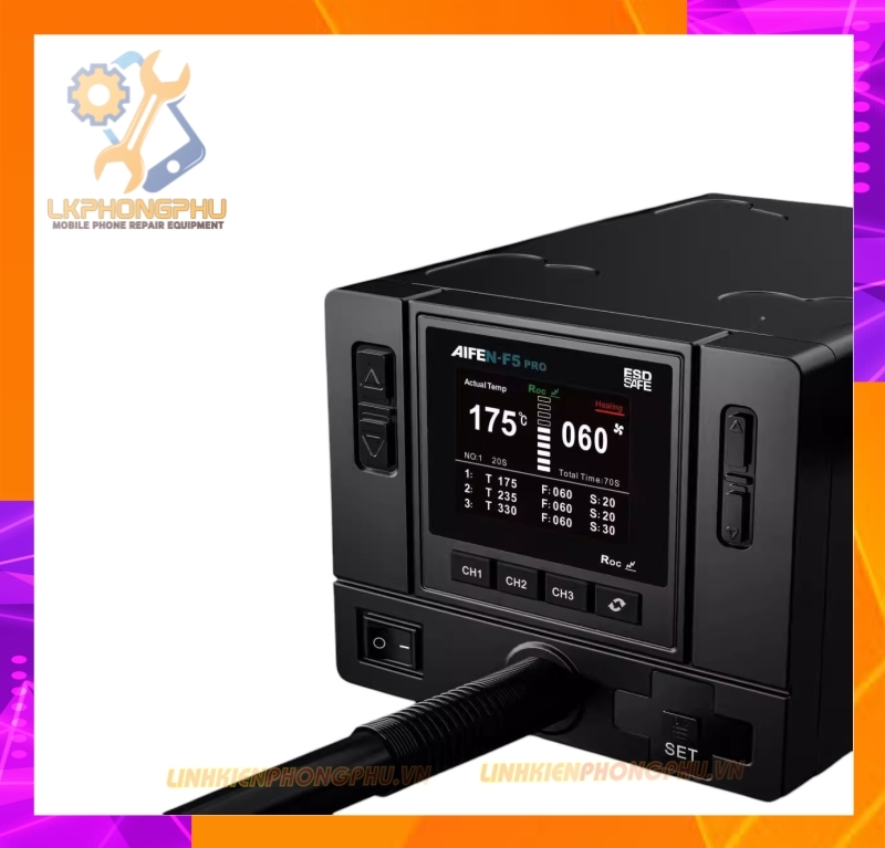 Khò AiFen F5Pro New 2025 CS1000W. Nhiệt 500 °C / Gió 160 Kèm 6 Đầu Khò