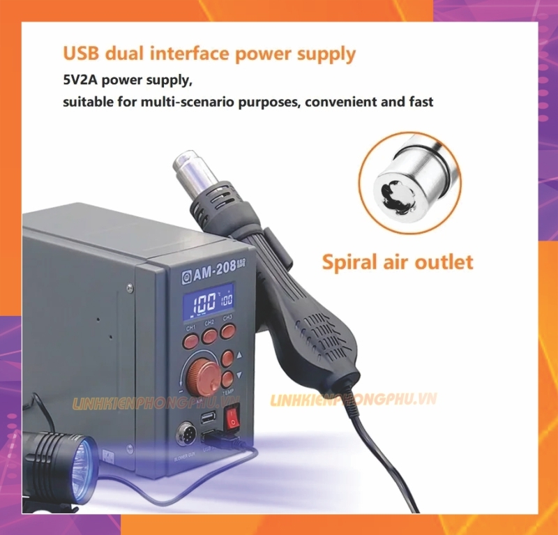 Máy Khò Amaoe AM-208 CS750W 3 Kênh lưu nhiệt