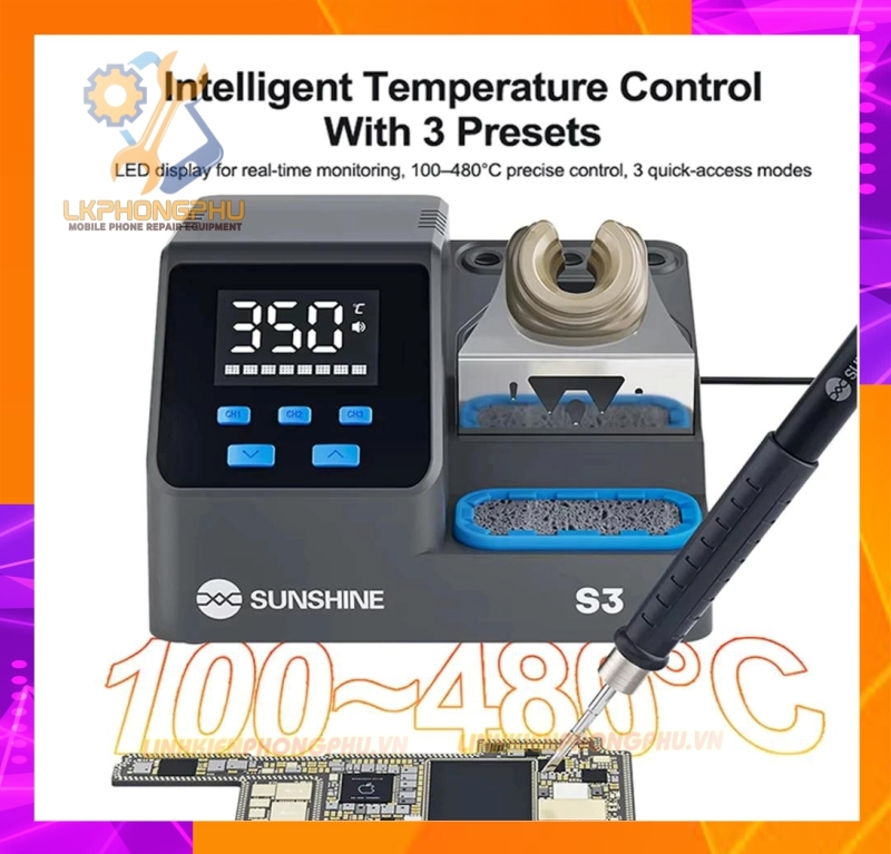 Máy Hàn Sunshine S3 C210 lên nhiệt nhanh. 3 kênh nhớ ( Kèm mũi C210 Cắt )