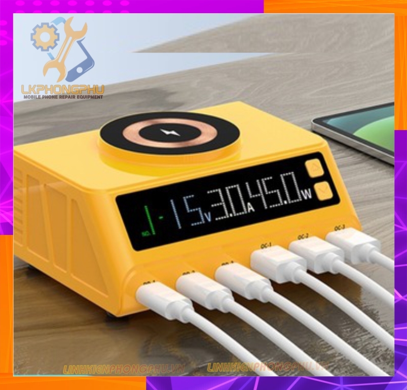 Bộ Sạc Đa Năng 7 in 1 : 3 cổng PD - 3 Cổng USB và Sạc Không Dây: Mijing WLX-M9A