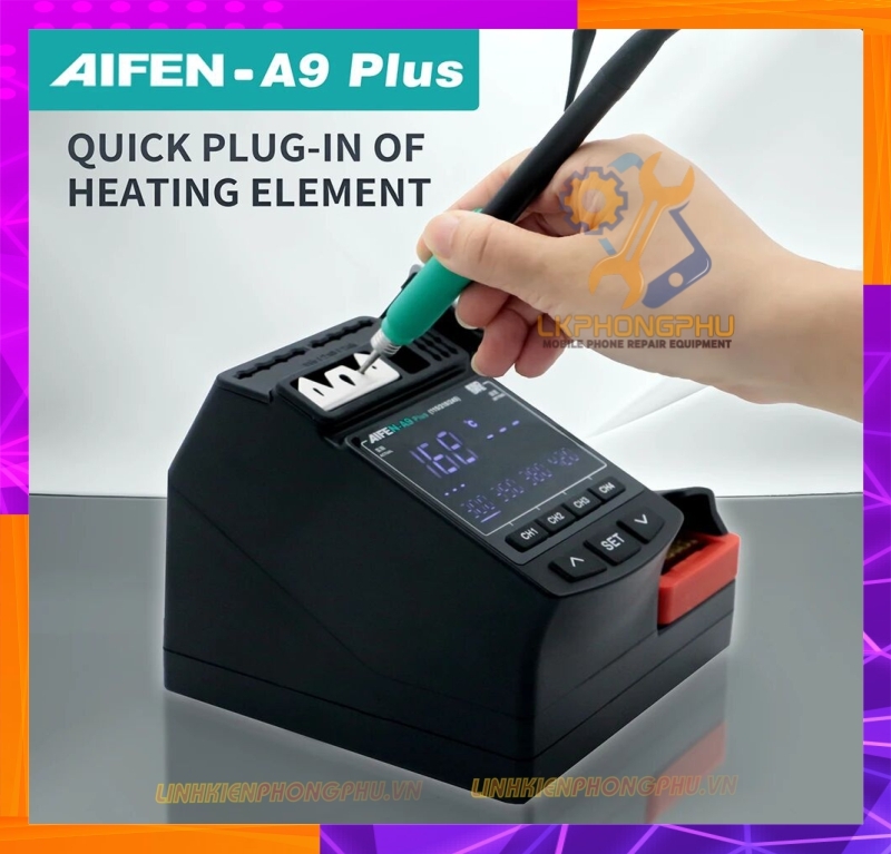 Máy Hàn AiFen A9 Plus New 2024 CS 160W Kèm 3 mũi C210 ( Cong / Cắt / Thẳng ) 