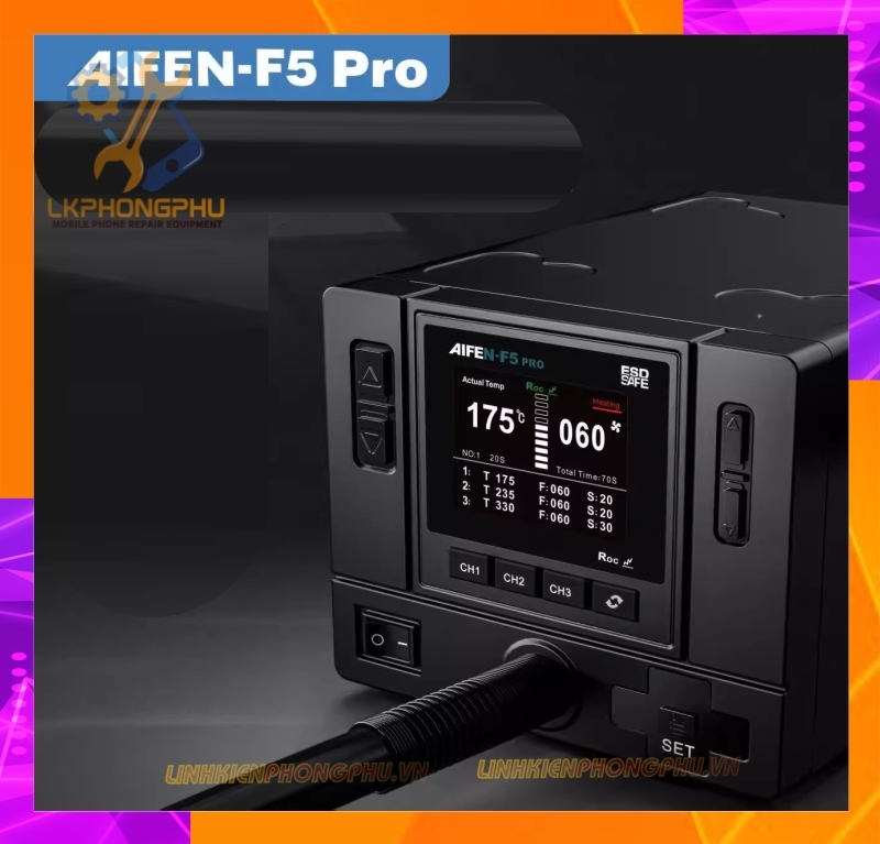 Khò AiFen F5Pro New 2025 CS1000W. Nhiệt 500 °C / Gió 160 Kèm 6 Đầu Khò