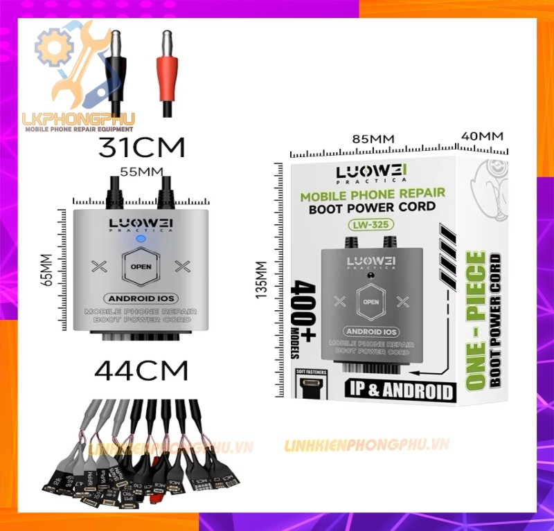 Bộ dây cấp nguồn iPhone và android Luowei LW-325