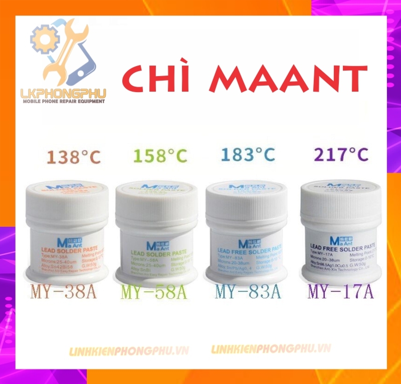 Chì làm chân IC MaAnt 138° - 158° -  183° - 217°