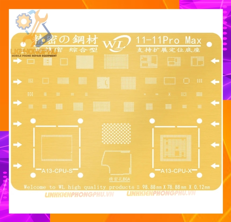 Vỉ làm chân IC iPhone WL Thép đen Nano Xịn Từ 6G - 13ProMax
