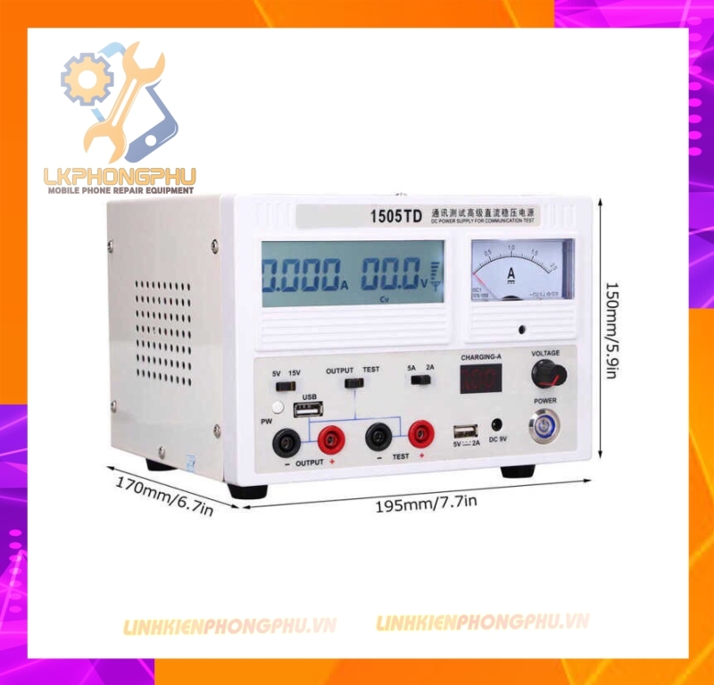 Máy cấp nguồn PPDWoNeNg 1505TD 15V-5A ( Kim và Số )