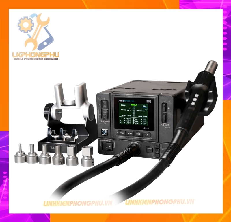 Khò AiFen F5Pro New 2025 CS1000W. Nhiệt 500 °C / Gió 160 Kèm 6 Đầu Khò