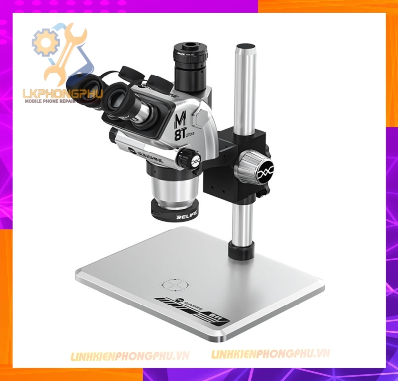 Kính hiển vi Sunshine M8t Ultra soi nổi 3 mắt (Trinocular) cao cấp cho các kỹ thuật zoom thực tế lớn từ 6X-72X