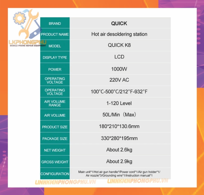 Máy Khò Quick K8 CS1000W