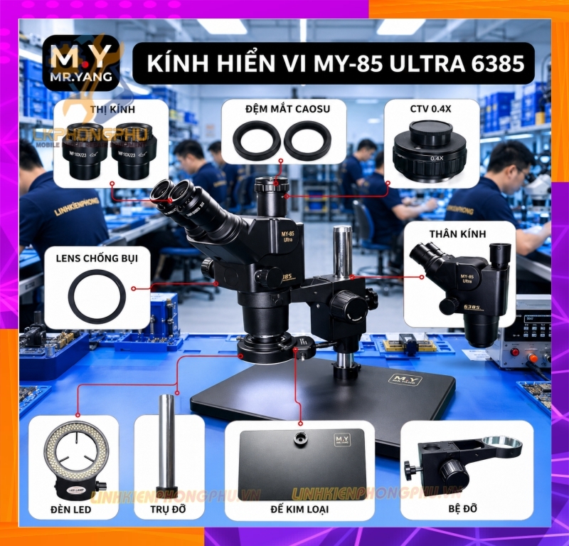 Mr.Yang MY-85 Ultra (hay YCS Mr.Yang 85 Ultra) Dòng kính hiển vi soi nổi 3 mắt chuyên nghiệp