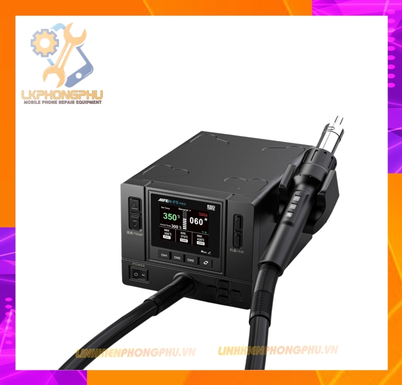 Khò AiFen F5Pro New 2025 CS1000W. Nhiệt 500 °C / Gió 160 Kèm 6 Đầu Khò