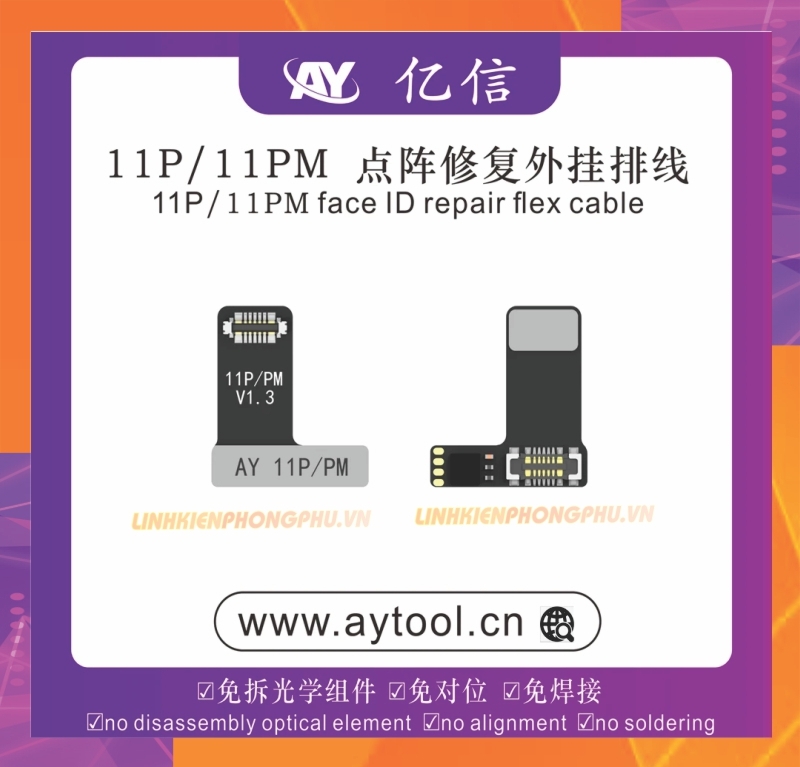 Cáp sửa Face ID AYTool A108 Không Khò Hàn: X-12ProMax