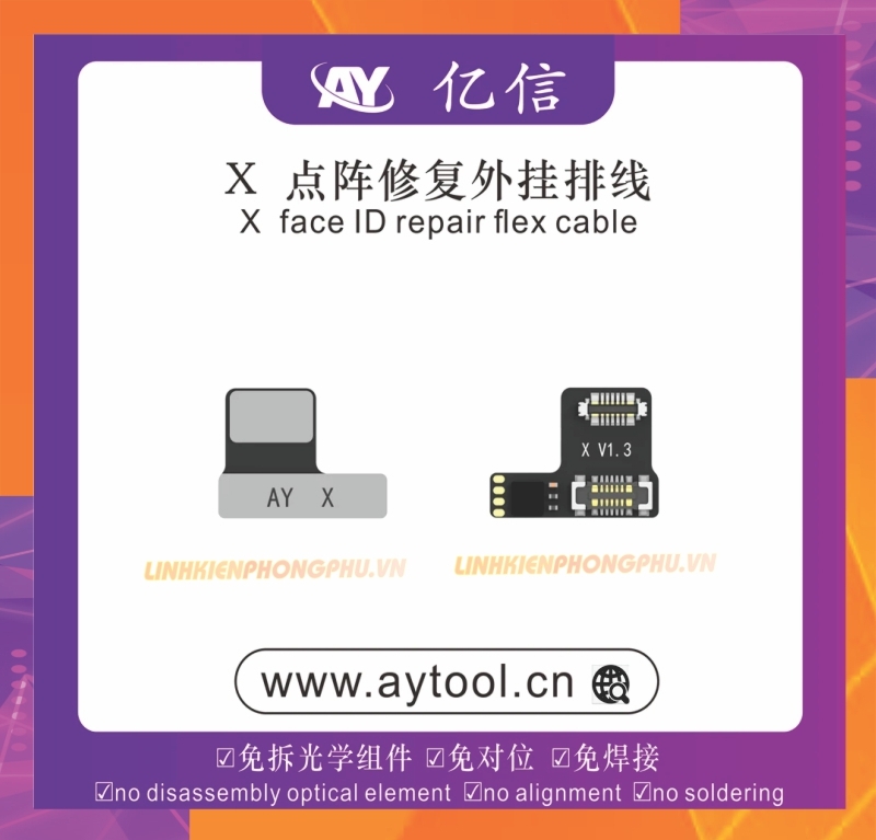 Cáp sửa Face ID AYTool A108 Không Khò Hàn: X-12ProMax