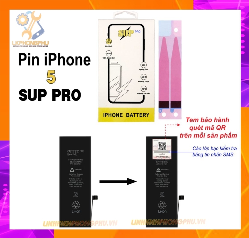 Pin iPhone 5G Sup Pro Dung lượng cao – 1810mAh