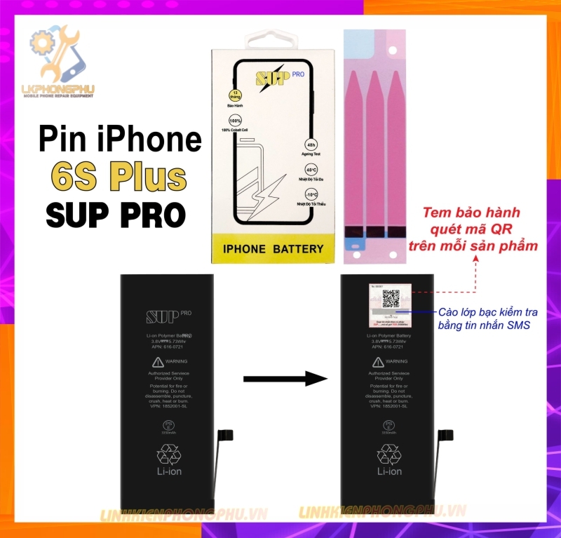 Pin iPhone 6S Plus SUP PRO – 3350mAh