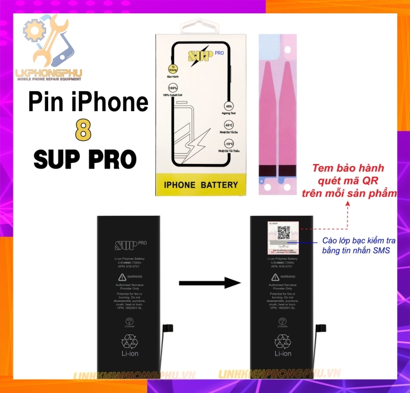 Pin iPhone 8 SUP PRO – 2040mAh