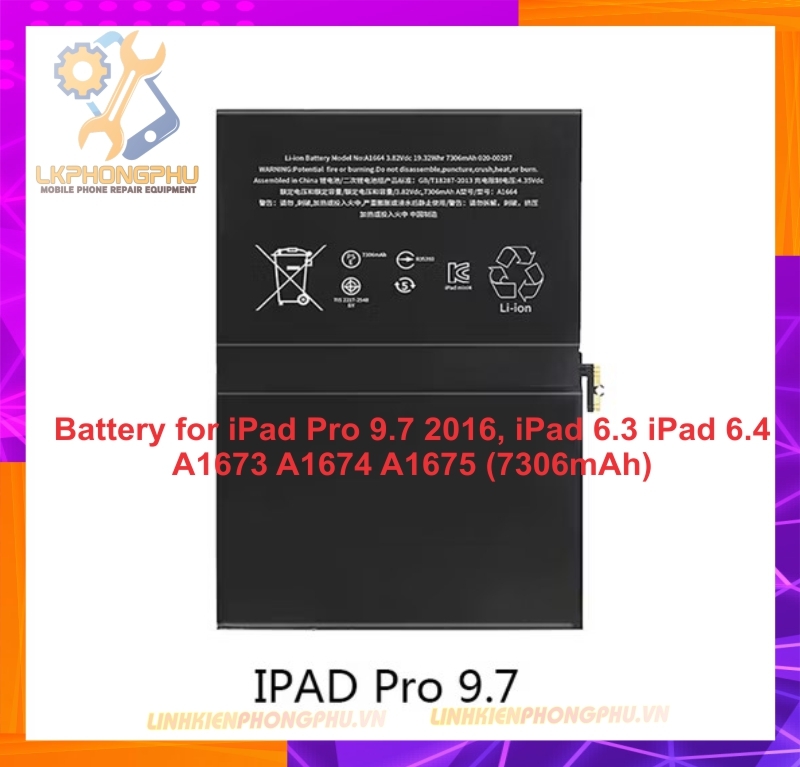 Pin iPad Pro 9.7 2016 - 7306mAh 3.82V 27.91Whr A1664 Zin