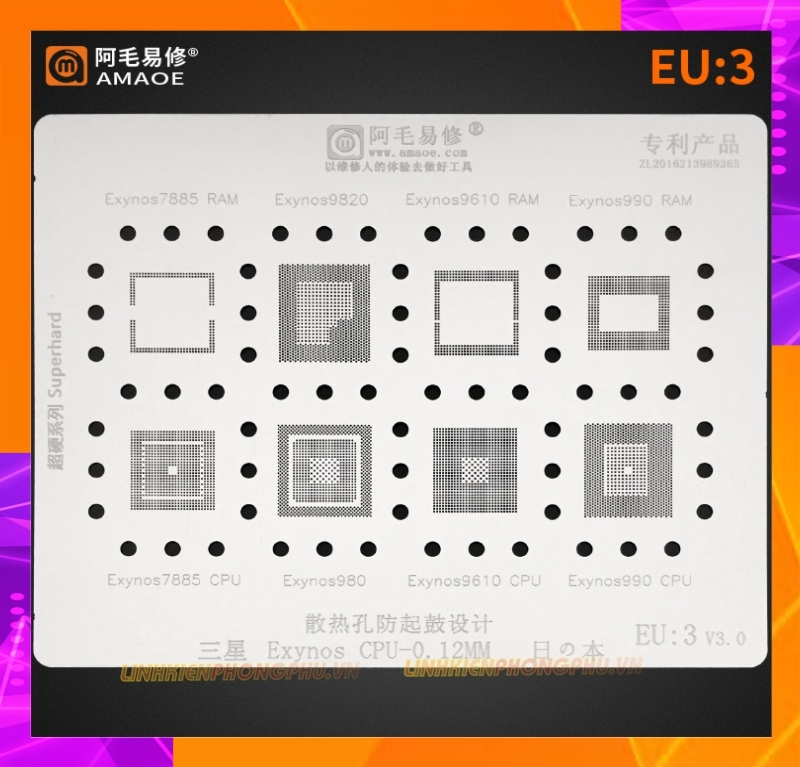 Vỉ làm chân IC Samsung Amaoe Từ Sam:1 đến Sam:17 và Từ EU:1 đến EU:5