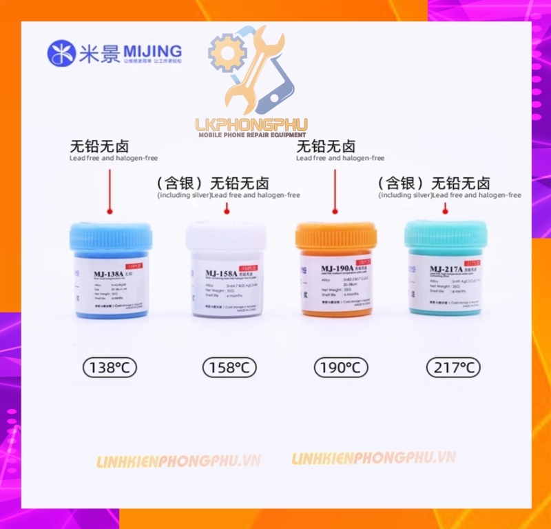 Chì làm chân IC Mijing 138° - 158° -  190° -   217°