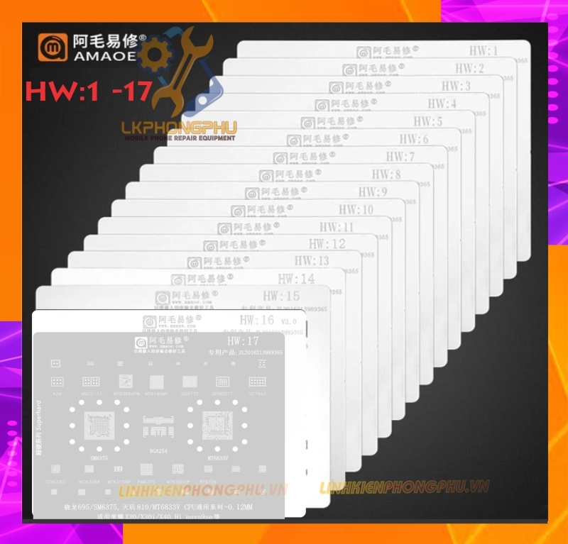 Vỉ làm chân IC Amaoe Huawei Từ HW:1 -> HW17