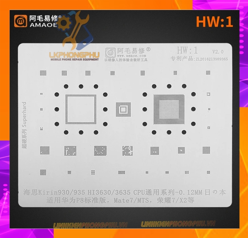 Vỉ làm chân IC Amaoe Huawei Từ HW:1 -> HW17