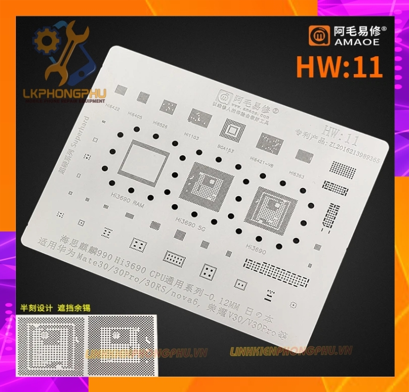 Vỉ làm chân IC Amaoe Huawei Từ HW:1 -> HW17