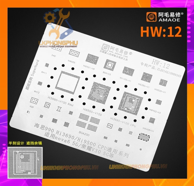 Vỉ làm chân IC Amaoe Huawei Từ HW:1 -> HW17