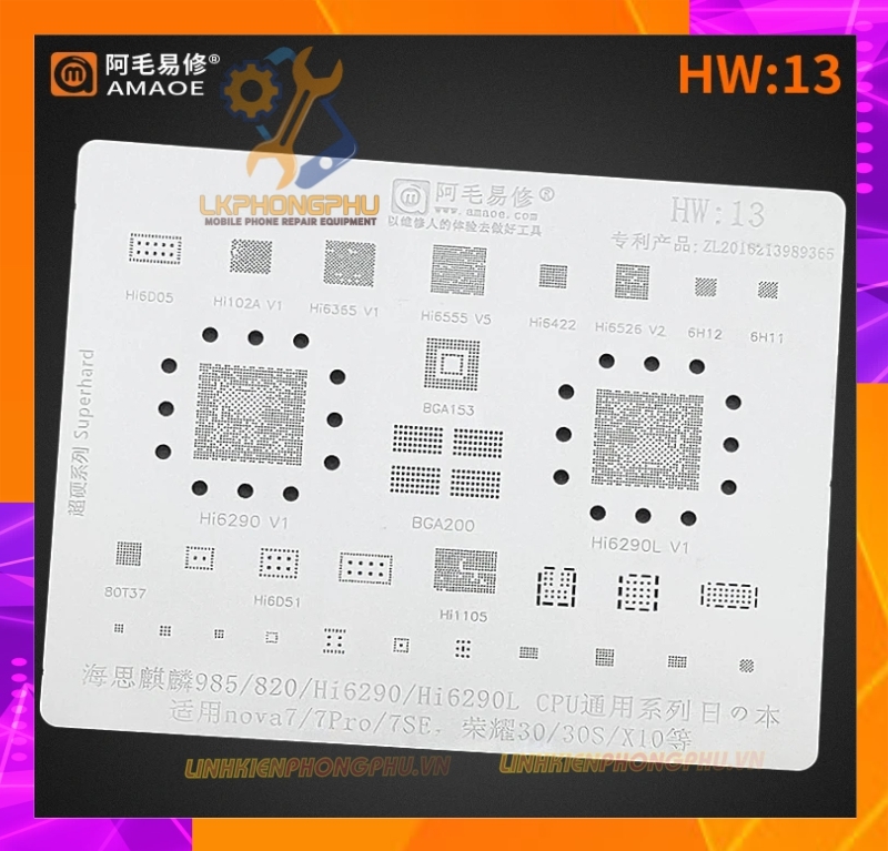 Vỉ làm chân IC Amaoe Huawei Từ HW:1 -> HW17
