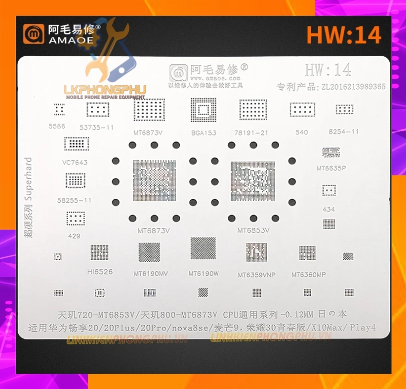Vỉ làm chân IC Amaoe Huawei Từ HW:1 -> HW17