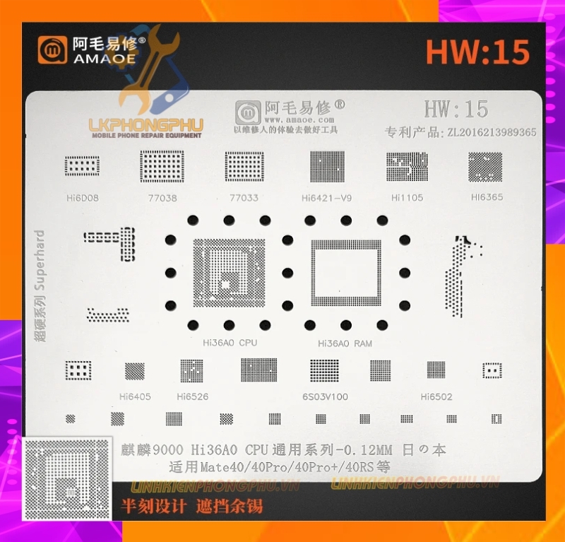 Vỉ làm chân IC Amaoe Huawei Từ HW:1 -> HW17