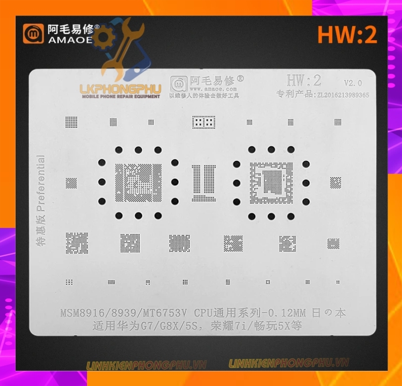 Vỉ làm chân IC Amaoe Huawei Từ HW:1 -> HW17