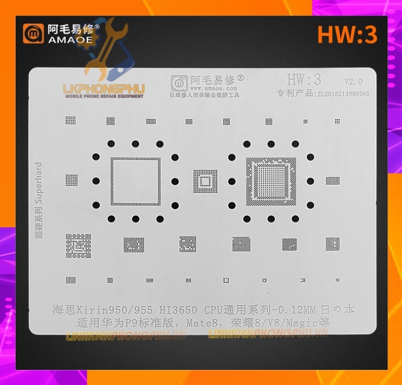 Vỉ làm chân IC Amaoe Huawei Từ HW:1 -> HW17