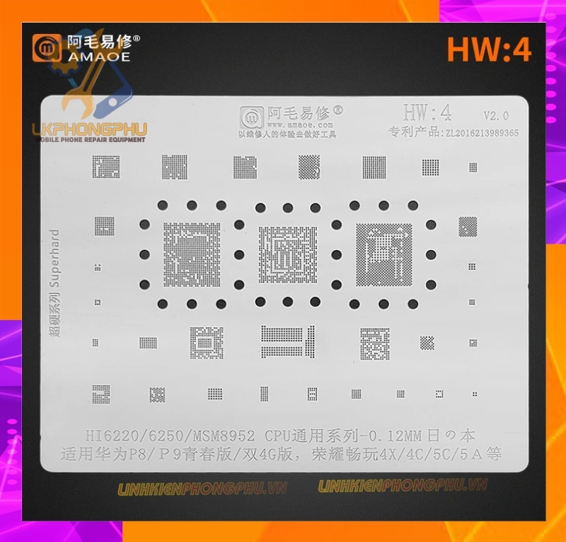 Vỉ làm chân IC Amaoe Huawei Từ HW:1 -> HW17