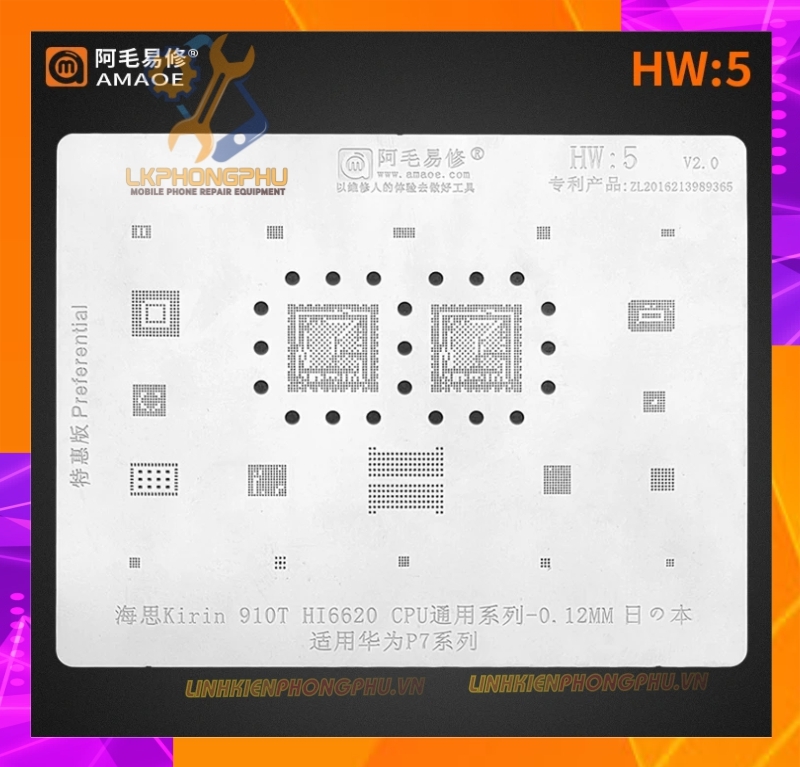 Vỉ làm chân IC Amaoe Huawei Từ HW:1 -> HW17