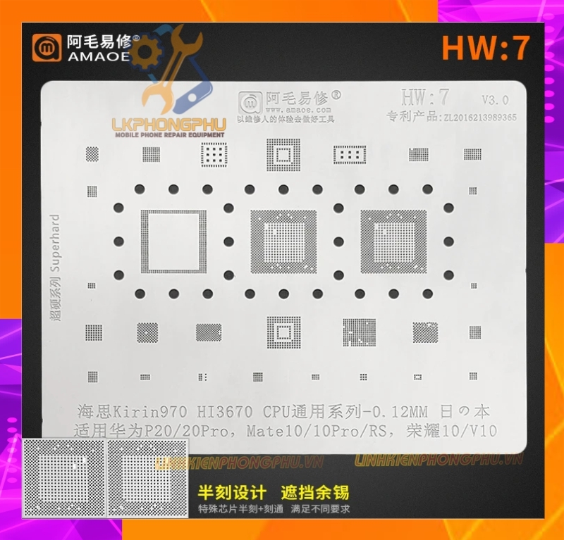 Vỉ làm chân IC Amaoe Huawei Từ HW:1 -> HW17