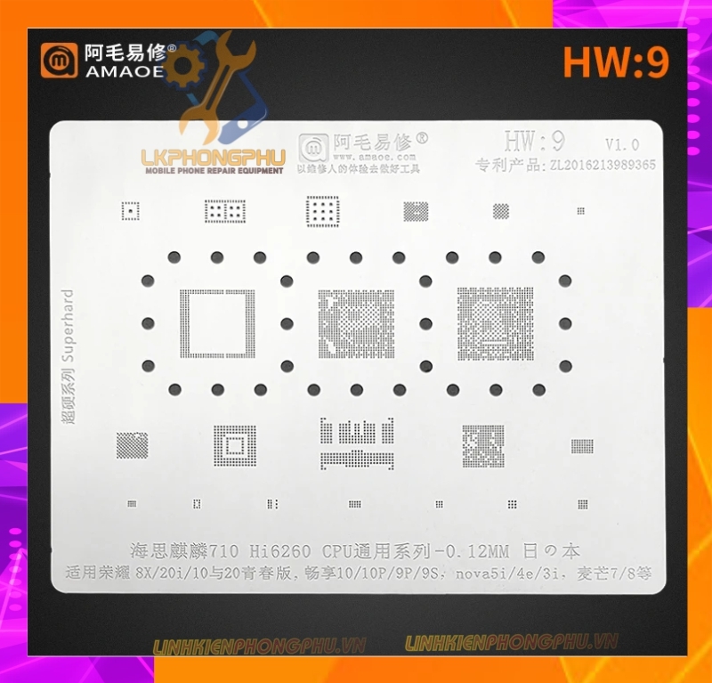 Vỉ làm chân IC Amaoe Huawei Từ HW:1 -> HW17