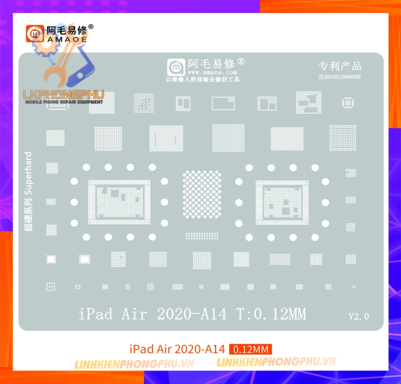 Vỉ làm chân IC iPad M1/M2  / iPad Pro / iPad Air 2020-A14 / iPad 2021-A13 / iPad-A9/A10X / iPad-A12/A12X