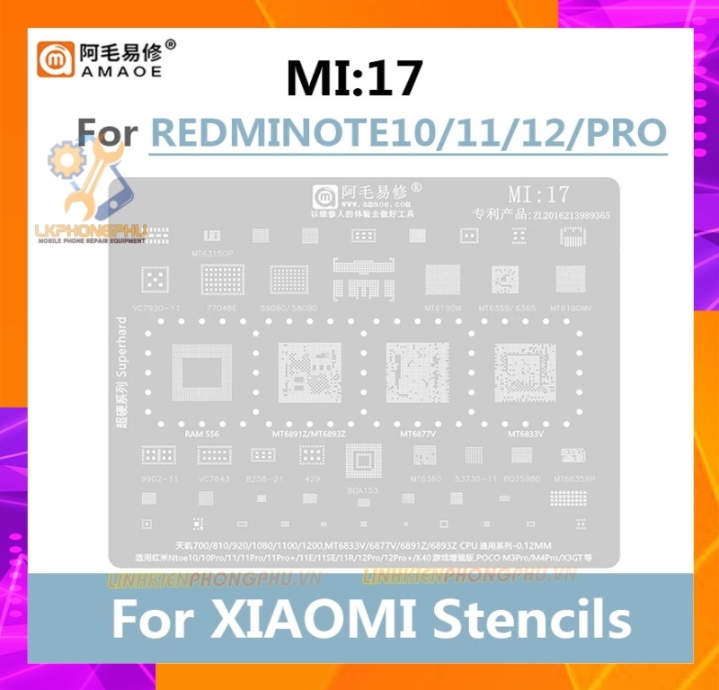 Vỉ làm chân IC Amaoe Xiaomi Từ Mi:1 -> Mi:19 