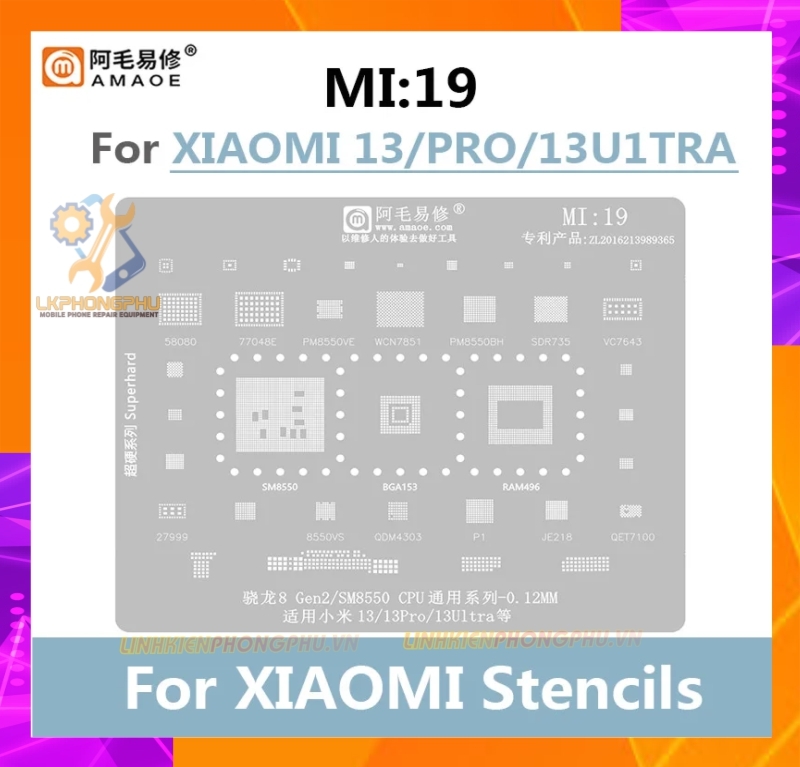 Vỉ làm chân IC Amaoe Xiaomi Từ Mi:1 -> Mi:19 