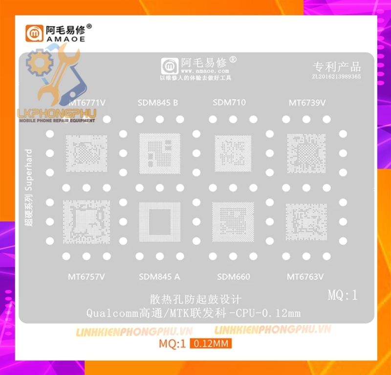 Vỉ làm chân IC MTK/Qualcomm CPU RAM IC MQ:1 -> MQ:6