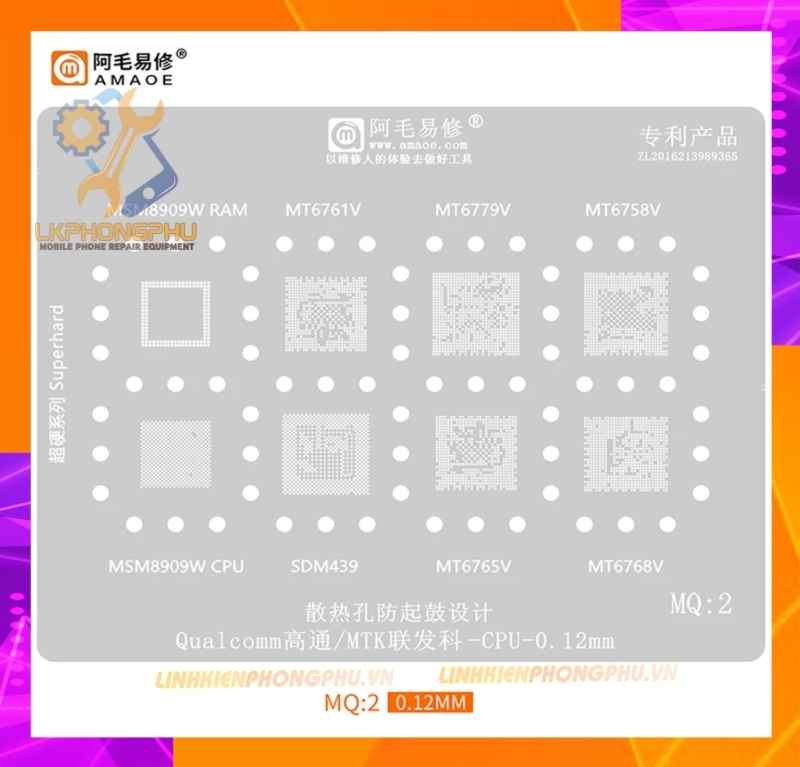Vỉ làm chân IC MTK/Qualcomm CPU RAM IC MQ:1 -> MQ:6