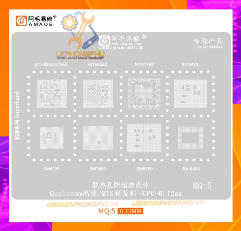 Vỉ làm chân IC MTK/Qualcomm CPU RAM IC MQ:1 -> MQ:6