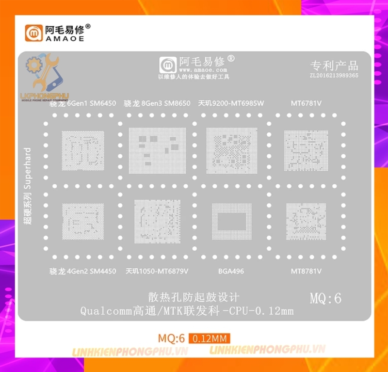 Vỉ làm chân IC MTK/Qualcomm CPU RAM IC MQ:6