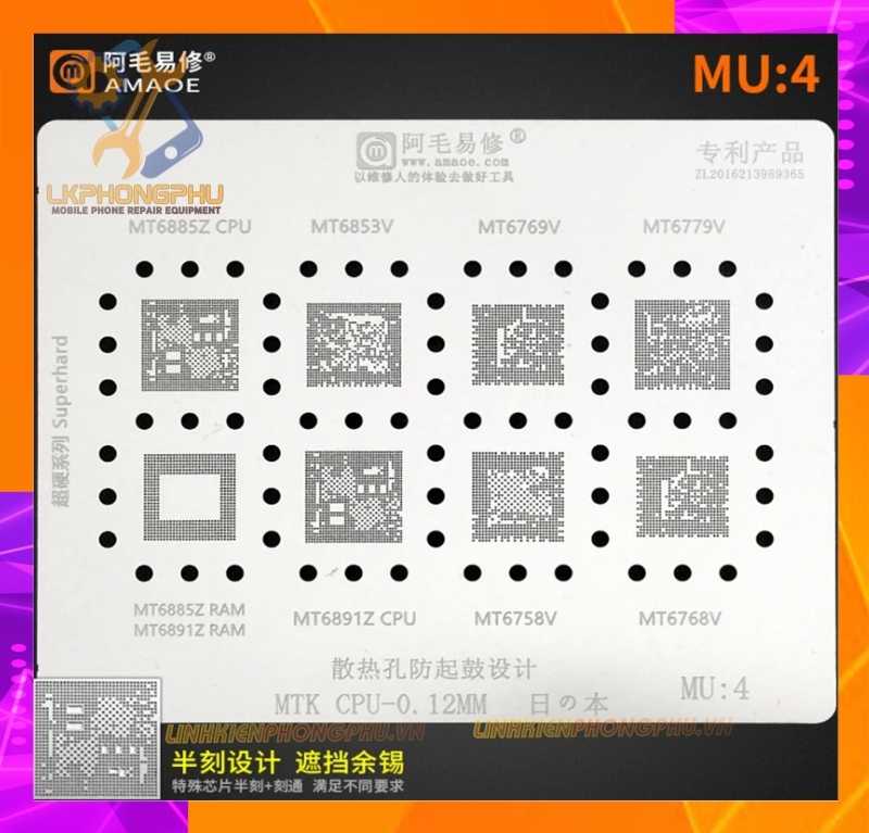 Vỉ làm chân IC Amaoe MTK CPU MU:1 -> MU5