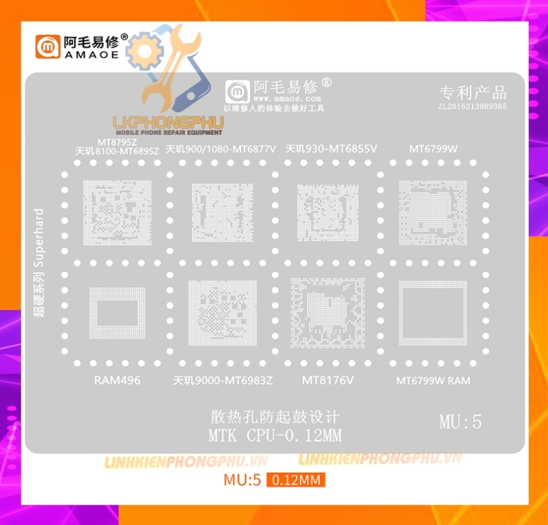Vỉ làm chân IC Amaoe MTK CPU MU:1 -> MU5