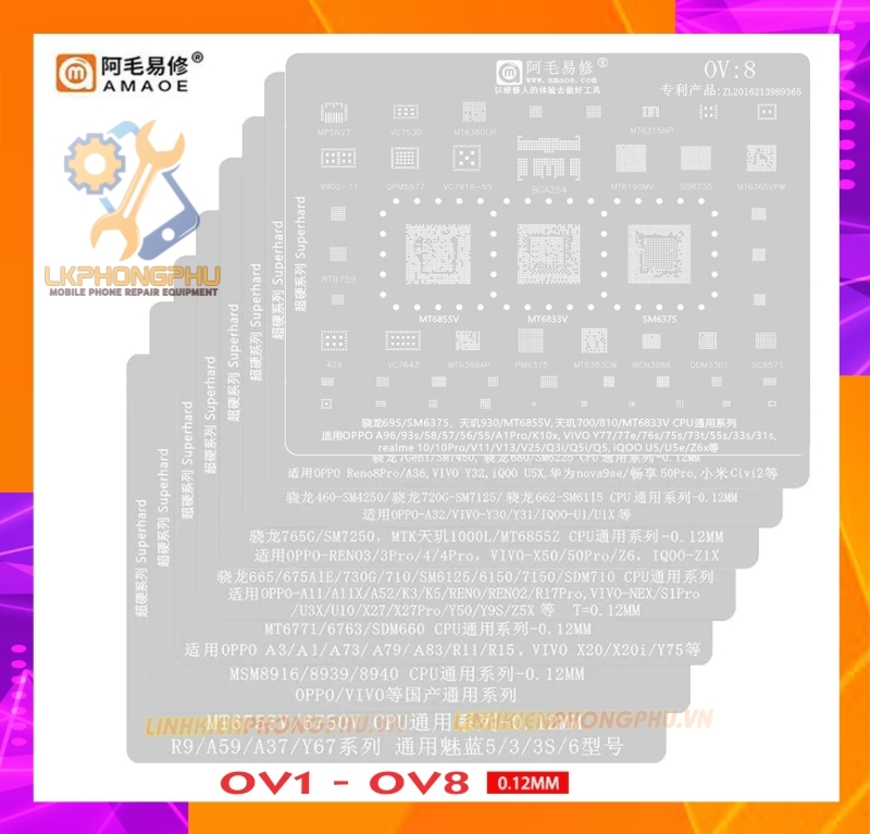 Vỉ làm chân IC Amaoe OPPO/VIVO: OV1 - OV8 : OP1 - OP2