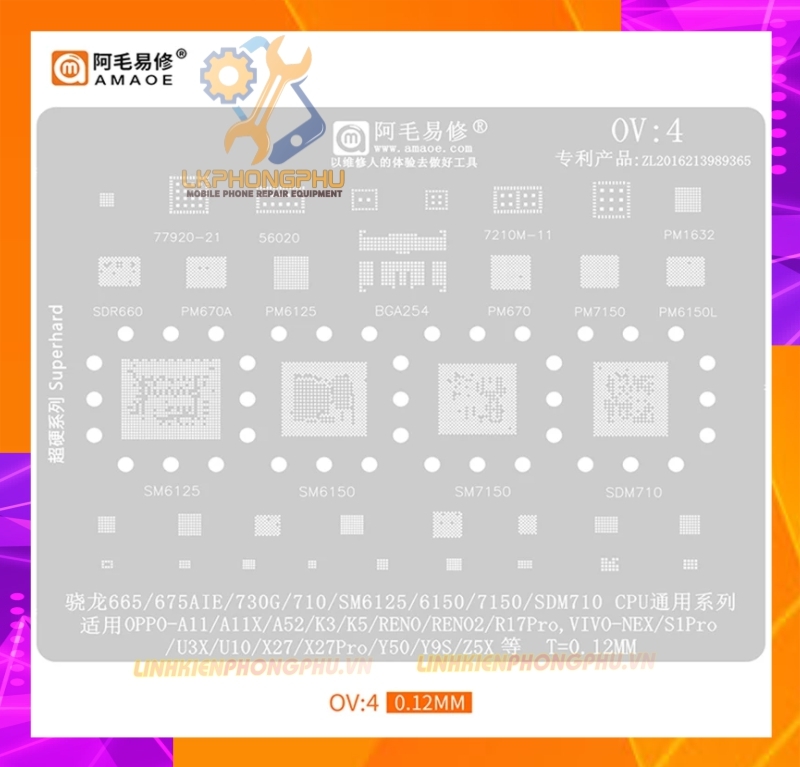 Vỉ làm chân IC Amaoe OPPO/VIVO: OV1 - OV8 : OP1 - OP2
